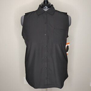 GAIAM Women's Sleeveless Button-Up Blouse – Plus Size 2X – Black – NWT